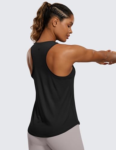 Womens Pima Cotton Racerback Workout Tank Tops Scoop Neck Athletic Loose Sleeveless Shirts