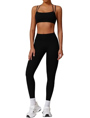 Two Piece Workout Sets For Women Sport Bra Matching High Waist Scrunch Butt Leggings Gym Yoga Active Wear Outfits
