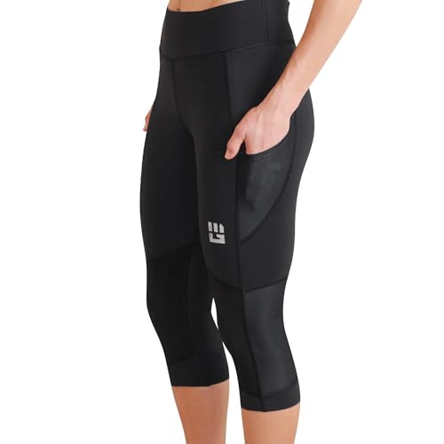 Women’s Flex-Fit High-Waisted Capri Compression Leggings, High-Performance 4-Way Stretch Yoga Pants with Non-Slip Waistband