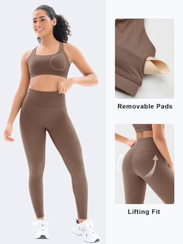 Workout Sets for Women High Waisted Leggings with Cross Back Sports Bra 2 Piece Gym Outfits Yoga Gym Clothes