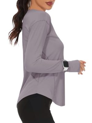 Women's Long Sleeve Running Shirts Workout Tops UPF 50+ Sun Shirt Quick Dry Athletic T-Shirts with Watching Window