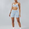 Workout Sets for Women Color Block Sports Bra Hidden Scrunch High Waist Biker Shorts 2 Piece Gym Yoga Outfits