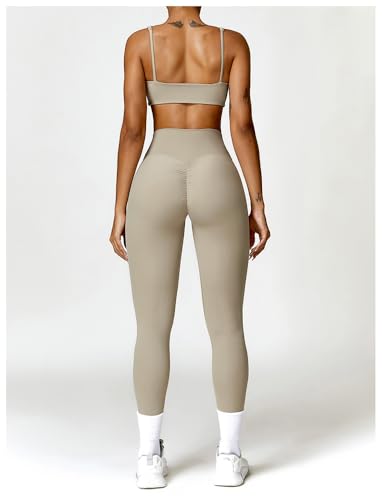 2 Packs Workout Set for Women,Seamless Yoga Outfits Butt Lifting Shorts pants,Sports Bra Gym Short trousers