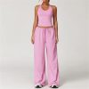 2 Pieces Women Workout Outfits Fitness Sportswear Gym Wide Leg Straight Pants Tracksuit Sports Tank Suit