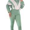 Women's Color Block 2 Piece 80s 90s Outfits Sweatshirt Zip Up Jacket and Bodycon Pants Tracksuit Sets