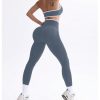 Women's 2 Piece Workout Set Twist Front Halter Yoga Crop Top High Waist Leggings Outfits