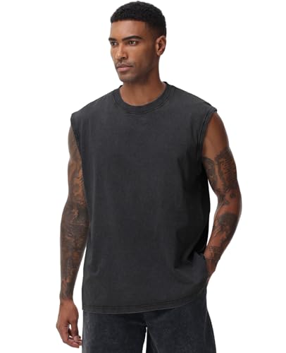 31tyD-xytjL.jpg Mens Workout Tank Tops Sleeveless Tee Shirts Men Muscle Shirt Gym Acid Wash T Shirts Running Beach Loose Fit Tee