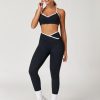 Women 2 Piece Workout Sets ColorBlock Cross Back Sports Bra High Waist Tummy Control Active Leggings Yoga Outfit