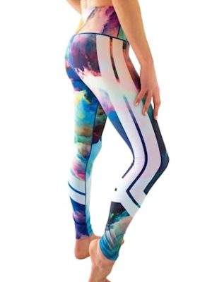 Colorado Threads Watercolor Yoga Pant-Multi Printed-XS Womens Active Workout Yoga Leggings Multi Printed Watercolor XL