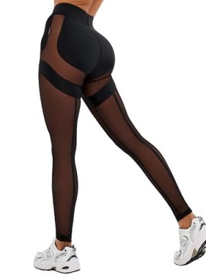Premium Quality Mesh Leggings for Women with Unique Design - Comfortable Womens Workout Leggings for Gym, Yoga
