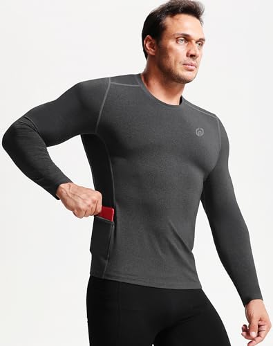 Men's 3 Pack Dry Fit Long Sleeve Compression Shirts Workout Running Shirts