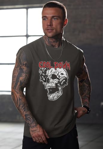 Men Graphic Muscle Tank Top Gym Workout Summer Casual Sleeveless Shirts (S-XXL)