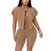 Women's Workout Jumpsuits Two Piece Ribbed Square Neck Yoga Romper Short Sexy Bodycon Bodysuits Summer Outfits