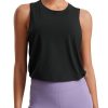 Pima Cotton Cropped Workout Tank Tops for Women - Sleeveless Sports Athletic Yoga Running Gym Crop Shirts