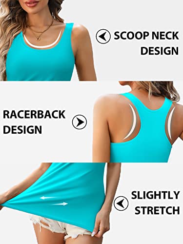 Womens Shelf Bra Tank Tops Racerback Workout Camis Yoga Shirt Cotton Undershirt 2 Pack