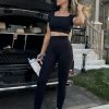 Womens Seamless Workout Sets 2 Piece Open Back Crop Tops High Waist Leggings Yoga Outfits Gym Clothes Sets