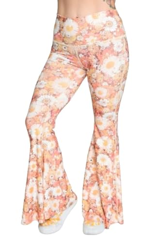 Crop Bell Bottom Pant for Women High-Waist Stretchy Flare Bell Bottoms Premium Athletic Pants Retro 70s