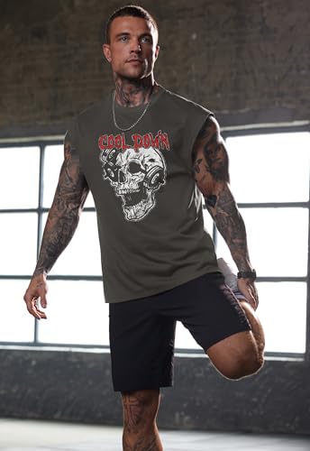 Men Graphic Muscle Tank Top Gym Workout Summer Casual Sleeveless Shirts (S-XXL)