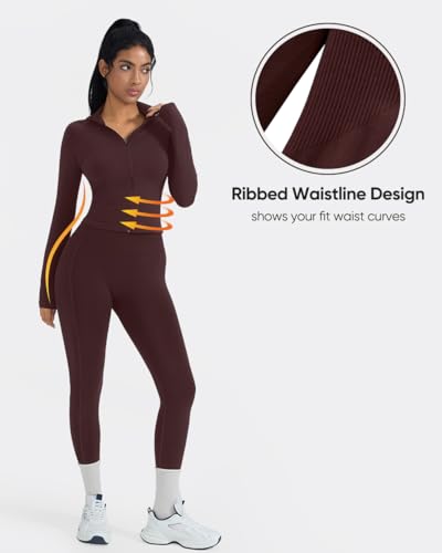 2 Piece Workout Sets for Women Zip Up Jacket Gym Leggings with Pockets Yoga Sets