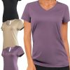 Women's V-Neck Activewear T-Shirts 3 Pack Athletic Womens Short Sleeve Workout Tops Dry Fit Shirt Gym & Yoga Tees for Women
