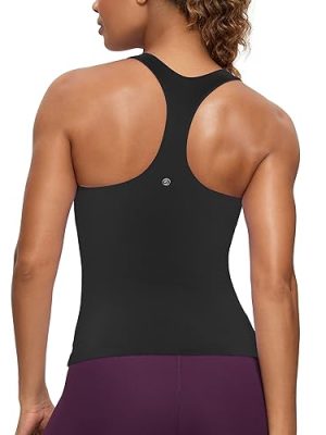 Butterluxe Workout Tank Tops for Women Built in Bras Padded - Racerback Athletic Spandex Yoga Camisole