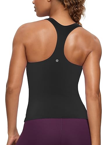 Butterluxe Workout Tank Tops for Women Built in Bras Padded - Racerback Athletic Spandex Yoga Camisole