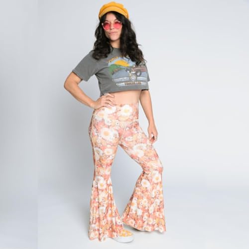 Crop Bell Bottom Pant for Women High-Waist Stretchy Flare Bell Bottoms Premium Athletic Pants Retro 70s
