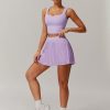 Women 2 Piece Tennis Dress Square Neck Tank Top with High Waisted Pleated Workout Skorts Skirt Set Yoga Golf Outfits
