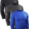 Men's 3 Pack Dry Fit Long Sleeve Compression Shirts Workout Running Shirts