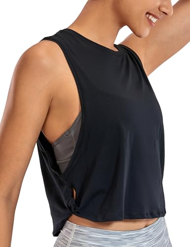 Pima Cotton Cropped Workout Tank Tops for Women - Sleeveless Sports Athletic Yoga Running Gym Crop Shirts