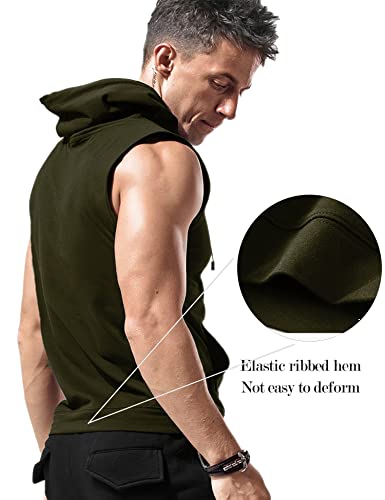 Men's Workout Hooded Tank Tops Sleeveless Gym Training Hoodies Bodybuilding Muscle Cut Off T Shirt