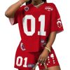 Women's 2 Piece Workout Set Number Letter Graphic Jersey Shirts with Track Shorts Tracksuits