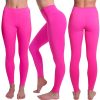 Tummy Control Compression Leggings for Women | High Waisted Workout Yoga Pants (Black + Pink, Large) Bundle