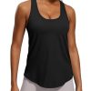 Womens Pima Cotton Racerback Workout Tank Tops Scoop Neck Athletic Loose Sleeveless Shirts