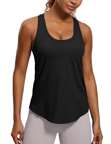 Womens Pima Cotton Racerback Workout Tank Tops Scoop Neck Athletic Loose Sleeveless Shirts