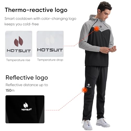 HOTSUIT High Tech Men’s Sauna Suit Sweat Jacket for Fitness Temperature Sensitive Logo Machine Washable