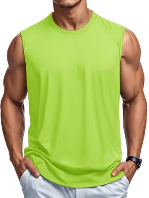 Men's Tank Top Cotton Muscle Workout Gym Shirts Moisture Wicking Lightweight Summer Casual Sleeveless Shirts