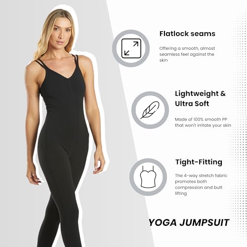 Premium Bodysuit, Strap Back, Tummy Control, Sleeveless Jumpsuit for Yoga