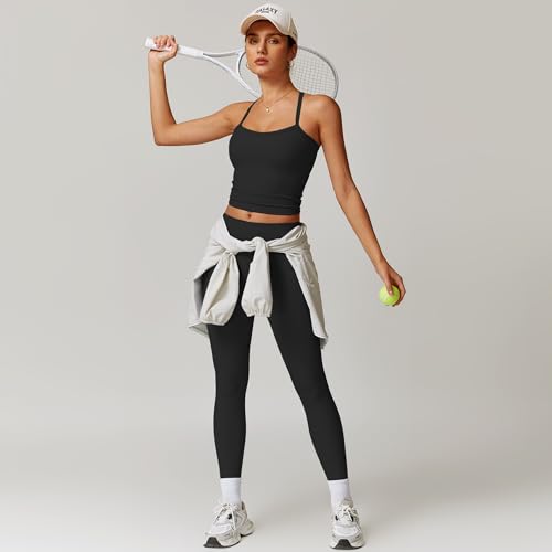 Women 2 Piece Workout Sets (2025 NEW) Yoga Outfit Open Back Tank Top High Waisted Leggings Gym Sets Tracksuits