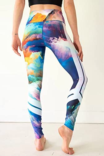 Colorado Threads Watercolor Yoga Pant-Multi Printed-XS Womens Active Workout Yoga Leggings Multi Printed Watercolor S
