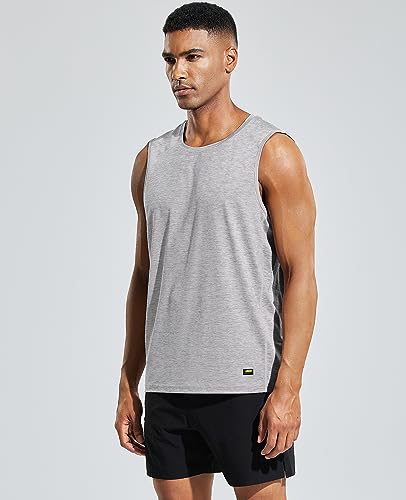 Men’s Sleeveless Tank Top Dry Fit Workout Muscle Tee Shirt for Running Athletic Gym Sports Training, Moisture Wicking