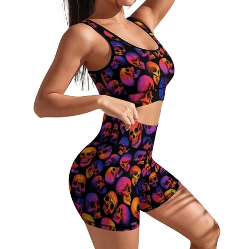 Women's Yoga Outfit, 2 Piece Set Workout Athletic Shorts Leggings And Sports Bra Set Seamless Gym Clothes