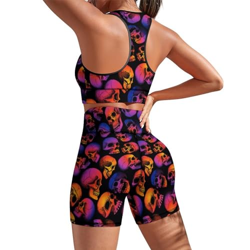 Women's Yoga Outfit, 2 Piece Set Workout Athletic Shorts Leggings And Sports Bra Set Seamless Gym Clothes