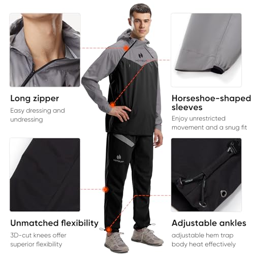 HOTSUIT High Tech Men’s Sauna Suit Sweat Jacket for Fitness Temperature Sensitive Logo Machine Washable
