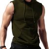 Men's Workout Hooded Tank Tops Sleeveless Gym Training Hoodies Bodybuilding Muscle Cut Off T Shirt