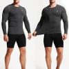 Men's 3 Pack Dry Fit Long Sleeve Compression Shirts Workout Running Shirts