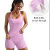 2 Piece Workout Sets for Women Halter Sports Bra Tank Gym Biker Shorts Outfits