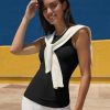Workout Tank Tops for Women Seamless Full Length Gym Tops Athletic Yoga Top Built in Bra