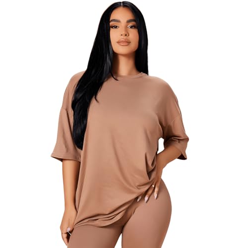 2 Piece Leggings Sets for Women Outfits Summer Fall Casual Jogger Set Oversized TShirt Long Pants Set Sweatsuit
