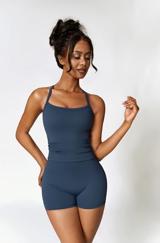 Two Piece Workout Sets For Women Tank Top Matching High Waist Booty Lifting Shorts Gym Yoga Active Wear Outfits